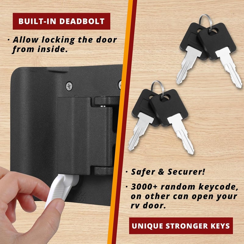 Ramkle 2 Pack RV Door Locks for Travel Trailers with Paddle Deadbolt, 100% Metal Camper Entry Door Latch, RV Lock Replacement Kit with Keys, for Cargo Hauler Horse Trailer Truck - Image 4